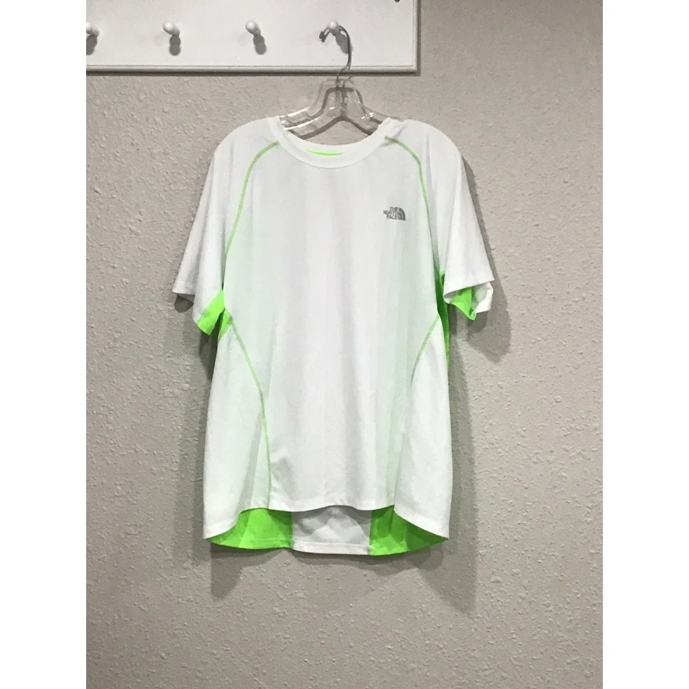 The North Face FlashDry Running T-Shirt Mens XL White Neon Green Active Gorpcore